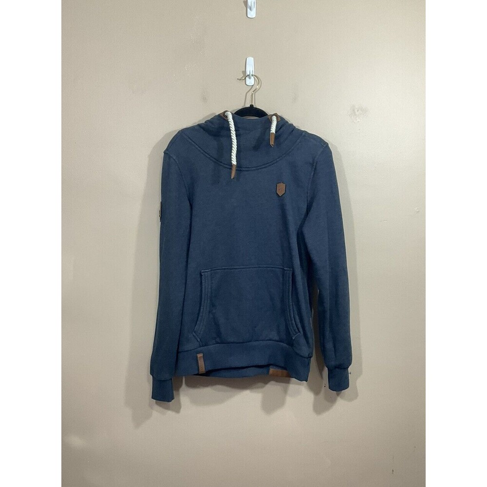 Naketano Womens Pullover Hoodie Sweatshirt S Blue Kangaroo Pocket Minimalist